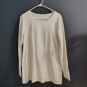 Pure jill Stretch Pima Cotton/Spandex Elegant Cream Long Sleeve Top